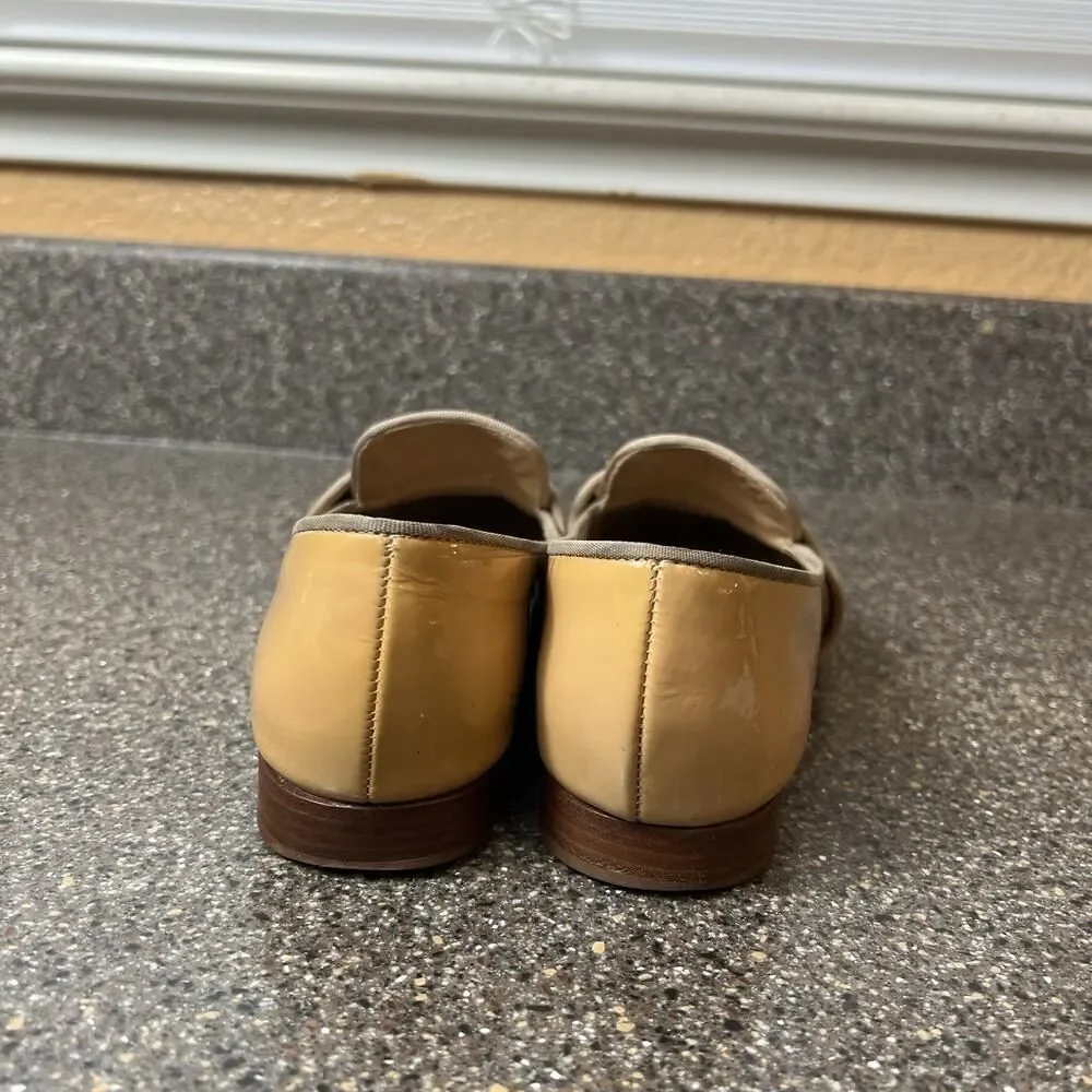 Tory Burch Evette Loafer Light Patent Calf/Grosgrain in Sun Beige Womens Sz 5.5M